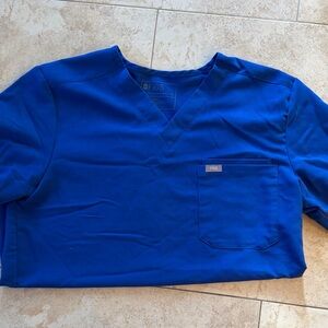 Figs Royal Blue V-Neck Scrub Top